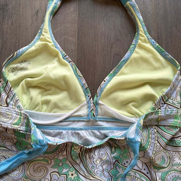 Athleta Tankini Swimsuit Sz 4 40C 38D 36DD/ Lg Green Floral Paisley Womens - Picture 7 of 7